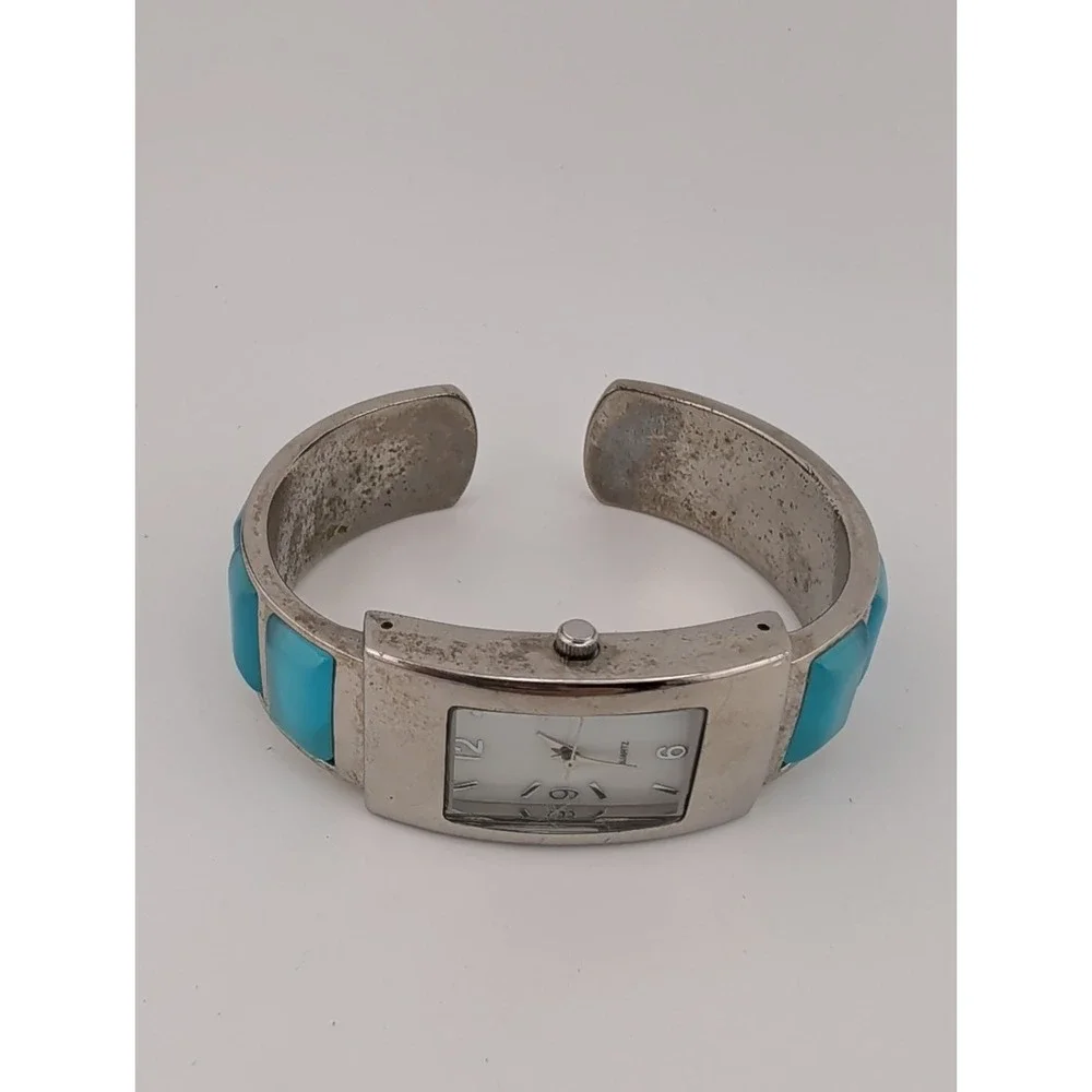 Women's Cuff Watch MOP Dial 22mm Case Blue Stones- New Battery